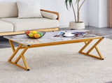 A coffee table is made of rock slab material, with a natural and smooth marble pattern on the W1151P154284