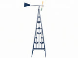 6.2ft Dark Blue 4-Blade Iron Windmill with 4-Leg Stand and Storage Shelf 23070968