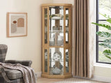 Lighted Corner Curio Cabinet - Display Case for Living Room, Antique Collectibles, Wine & Bar Glass W1758P300104