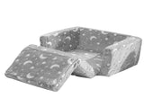 Glow-in-the-Dark Kids Foldable Sofa Bed All-Sponge Single Chaise Lounge Light Grey Star & Moon 72512975