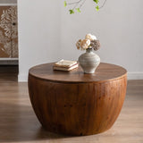 31.50"Vintage Style Bucket Shaped Coffee Table with storage function, for Office, Dining Room and W757119052