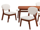Rubberwood Dining Table Set, 1 Rectangular Table 4 Upholstered Chairs 1 Bench, Dark Walnut 33779655