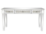 3-Drawer Modern Style Diamond-Embellished Computer Desk MDF with Mirror Finish 42*15*29.92in Silver 99489449