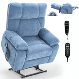 Blue Heat Massage Dual Motor Infinite Position Up to 350 LBS Large Electric Power Lift Recliners W1803P264051