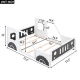 Full Size Classic Car-Shaped Platform Bed with Wheels,White WF306743AAK