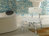 Medical Bathroom Safety Shower Tub Heavy Duty Aluminium Alloy Bath Chair Bench with Back White 77592932