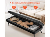 48" Leather Ottoman Bench, Upholstered End of Bed Bench with Metal Legs, 660 Lbs Capacity, 30681560
