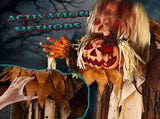 5.5ft Halloween Pumpkin Man Decoration with Red Glowing Head, Sound-Activated Head-Turning Motion & 57368239