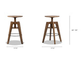 Spencer Minimalist Oak Wood Adjustable Bar Counter Stool, Walnut Brown Oak Wood B2719P252308