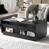 Modern Rectangle Coffee Table with 4 Drawers and 2 Display Shelves, 47.2