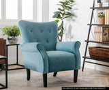 ZNTS Stylish Living Room Furniture 1pc Accent Chair Blue Button-Tufted Back Rolled-Arms Black Legs Modern B01167613