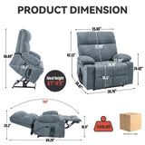 Grey Dual Motor Infinite Position Up to 350 LBS Chenille Power Lift Recliner Chair, Heavy Duty W3224P294319