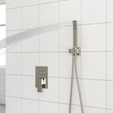Dual Shower Head - 10 Inch Wall Mounted Square Shower System with Rough-in Valve, Brushed Nickel W1243P262630