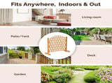 Set of 2 Retractable Arched Wooden Fences 205 x 33.5 x 80 cm Teak Finish Fir Wood 48778453