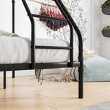 Heavy Duty Twin-Over-Full Metal Bunk Bed, Easy Assembly with Enhanced Upper-Level Guardrail, Black W84056876