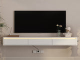 Floating TV Stand,Wall Mounted TV Shelf with Led Lights & Power Outlet,Fluted TV Cabinet for tv W1321P462640