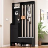 ON-TREND Contemporary 39.3''Wx70.8''H Hall Tree Storage with Cushioned Storage Bench, N721P179243B