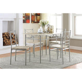 ZNTS Taupe and Silver 5-Piece Rectangle Dining Set B062P153849