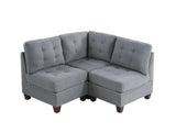 Living Room Furniture Tufted Armless Chair Grey Linen Like Fabric 1pc Armless Chair Cushion Nail B011119655