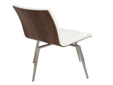 Mason Contemporary Dining/Accent Chair with Swivel in Stainless Steel, Walnut Wood, and White Faux B202P223867