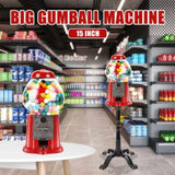 15 Inch Commercial Red Big Gumball Machine With Stand Key-Operated Uncharged Candy Dispenser Machine W2841P284378