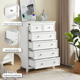Modern 6 Drawers Dresser 6 Drawers Cabinet,Chest of Drawers Closet Organizers and Clothes W2275P149796