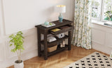 ZNTS TREXM Retro Console Table with Drawer and Two Sturdy Shelves for Entryway, Living Room N715P195561P