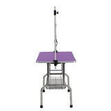 ZNTS 42" Folding Dog Pet Grooming Table Stainless Steel Frame Rubber Mat on Board with Adjustable Arm and 01297453