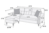 Slate Color Polyfiber Reversible Sectional Sofa Set Chaise Pillows Plush Cushion Couch Nailheads HS00F6447-ID-AHD