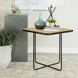 Travertine and Black Accent Table B062P153888