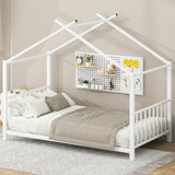 Twin Size Metal House Platform Bed, White MF322835AAK