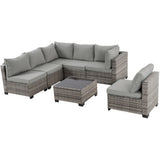 7-Piece Outdoor Patio Furniture Set, All-Weather Wicker Rattan Sectional Sofa with Thick Cushions & 75137995
