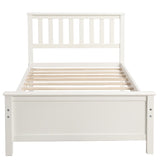 ZNTS Twin Size Wood Platform Bed with Headboard,Footboard and Wood Slat Support, White WF191769AAK