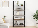 5-Layer 2all-Mounted Density Board Iron Frame Display Rack 24.02*12.01*72in Retro Gray Black Frame 93029176