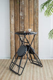 57.5x23.6x39.8" Black Stowable Side Table and Two Seats W2078P282277