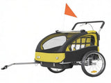 Yellow 2-Seat 360 Swivel Bicycle Cargo Trailer, Kids Bike Trailer with Water-Resistant Windows 58530232