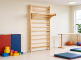 Wood Ladder Wall Gym, 10-Level Indoor Jungle Gym with Pull-Up Bar, 220lbs Loading Capacity for Kids 33471923