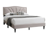 Modern Vintage 1pc Queen Size Bed Light Brown Burlap Fabric Nailhead Trim Accents Headboard Bedframe B011P238963