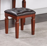 Traditional Formal Cherry Color Vanity Set w Stool Storage Drawers 1pc Bedroom Furniture Set Tufted B011111846