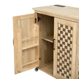 K&K 53.2"W 3D Woven Checkerboard Pattern Design Kitchen with Drop Leaf, Rolling Kitchen N707P215328Y