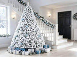 9 FT Snow Flocked Artificial Christmas Tree with 1498 Branch Tips, Hinged PVC Xmas Tree Foldable 32969360