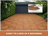 27 PCS Interlocking Deck Tiles Diagonal Pattern, 12" x 12" Acacia Wood Tiles For Patio, Waterproof, W2391P429280