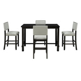 ZNTS 5-Piece Counter Height Dining Set, Classic Elegant Table and 4 Chairs in Espresso and Beige 06419071