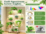 Tree Shaped Stand with Full Spectrum Grow Light, Rolling Wheels, Hooks, 8 Tiered Metal Wood 92054648