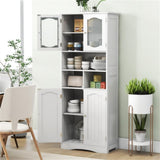 Bathroom Storage Cabinet with Glass Doors and Shelves 70453917