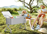 80QT Silver Gray Freezer & Insulation Cart - Twisted Rope Design Legs, Single-Side Top Flip Cover 35845032