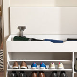 Entryway Bench with Storage,Adjustable 3-Tier Flip-Up Drawers & Hidden Cabinet,Space-Saving W2699P296514