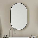 20x34 Inch Oval Recessed Medicine Cabinet, Metal Framed Bathroom Wall Cabinet with Mirror and W1435P201160