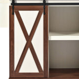 K&K 55.5" Farmhouse Kitchen Island with Drop Leaf, Kitchen Storage Island with Barn Door, Power N707P288229W