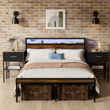 ZNTS Queen Size Bed Frame, Storage Headboard with LED light, Charging Station, Solid and Stable, Noise 81998382